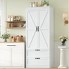 Tall Kitchen Storage Cabinet Pantry 2 Drawer Shelves Country Style White Unit