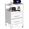 Bedside Table with Charging Station, Nightstand with 2 Outlets and 2 USB Ports
