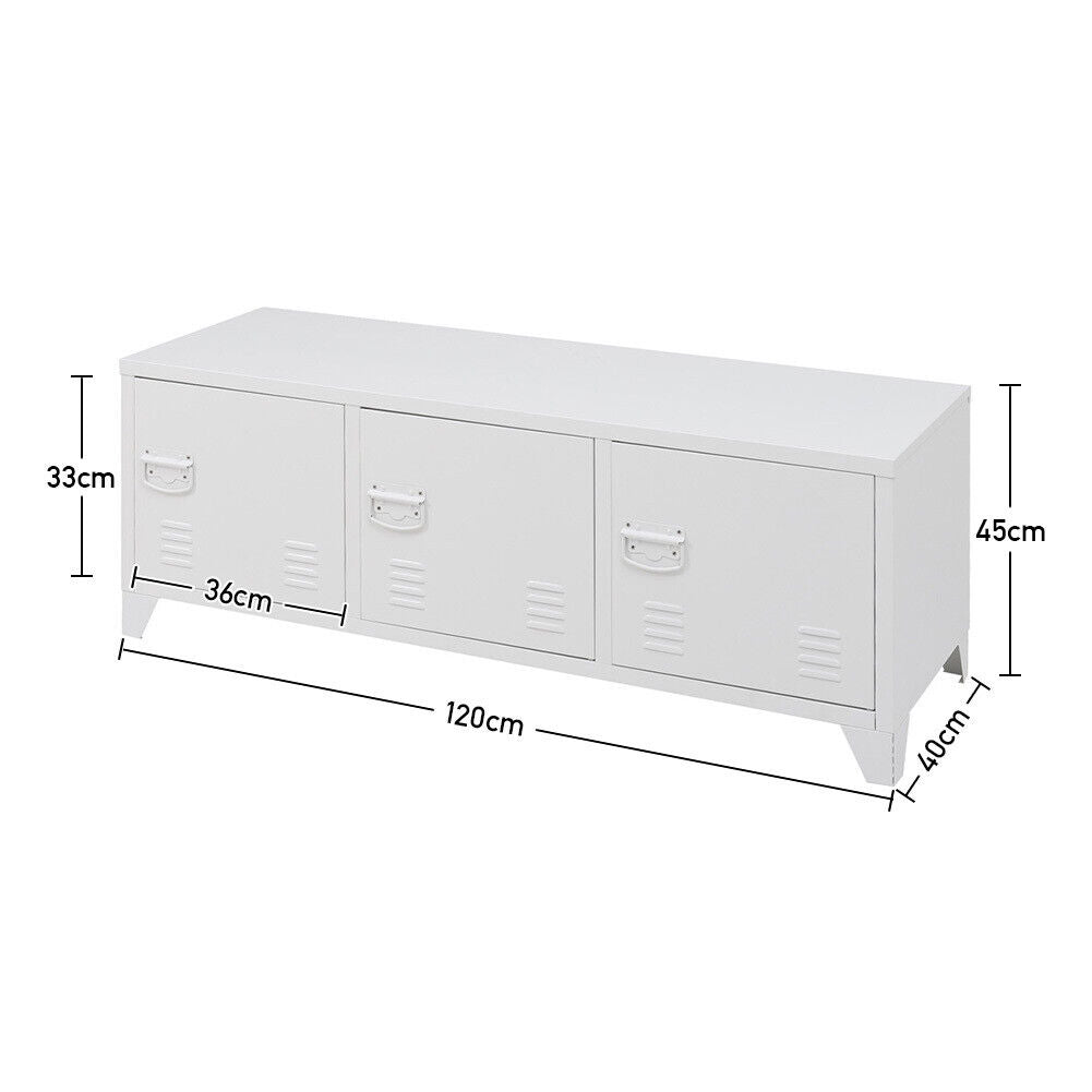 Industrial TV Stand Vintage Metal Side Cabinet Cupboard Storage Shelf 2/3 Doors