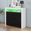High Gloss 2 Doors Matt Body Sideboard Cupboard Kitchen Buffet Cabinet with LED
