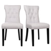 Black/White Dining Chairs High Wing Back Side Chair Button Decorated Bistro Seat