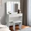 Vanity Dressing Table Stool Set Makeup Mirror/Drawers/Dimmabl 3 Colors LED Light