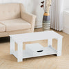 Rectangular Coffee Table Side End Table Wooden TV Stand with Storage Shelf Rack