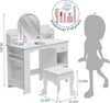 Kids Vanity Set with LED Mirror,Makeup Desk with 1 Drawers &,2 Open Shelves