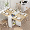 Folding Dining Table w/ Drop Leaf, Space Saving Kitchen Table w/ Storage Shelves