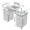 Manicure Nail Table with Glass Top Salon Beauty Station Technician Storage Desk