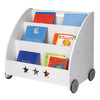 Children Bookshelf Kids Bookcase Bedroom Playroom Toy Storage Rack with Wheels