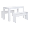 Compact Kitchen Dining Table & 2 Benches Wooden Furniture 4 Seater Dinner Set