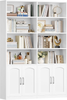 Bookcase 6 Tier Bookshelf with Doors Tall Storage Cupboard Display Unit Oak Home