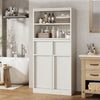Bathroom Cabinet,51" Freestanding Storage Unit w/Doors&2-Drawer,White/Black/Gray