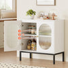 83cm 2 Door Rattan Buffet Cabinet Sideboard Storage Cupboard w/ Adjustable Shelf