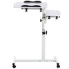 Twin Top Over Bed Chair Laptop Table Adjustable Height Mobility Aid on Wheels