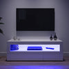 120cm Modern TV Unit Cabinet Stand White High Gloss with LED RGB Lights Drawers
