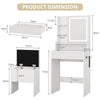 Modern Dressing Table Set LED Mirror Vanity Desk Stool with Charging Station