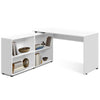 L-shaped Computer Desk Corner Table w/ 4 Storage Shelves Workstation Home Office