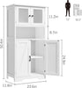 Freestanding Pantry Storage Cabinet w/Glass Doors,Adjustable Shelves,Tall Cupboa