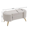 Curly Velvet Faux Fur Bench Padded Footstool Entryway Seat with Gold Metal Legs