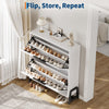 Shoe Storage Cabinet w/2 Flip Drawers,Freestanding Shoe Organiser,Natural/White