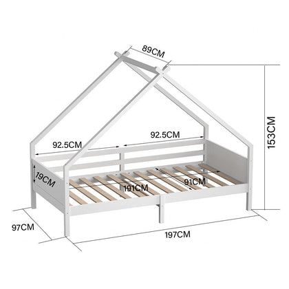 3ft Single Bed Solid Pine Frame for Kids Children Boy Girl Bed with Headboard UK