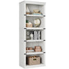 5 Tier Farmhouse Bookcase,Wooden Open Bookshelf Display Storage,Gray/Brown/White
