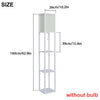 Floor Lamp with Storage Shelf Standing Light Linen Shade Bedroom Livingroom Wood