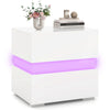 LED Bedside Table RGB High Gloss Nightstand 2 Drawers Side Table Storage Cabinet