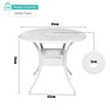 90cm Round Garden Dining Table Only with Parasol Hole Cast Aluminium White/Black
