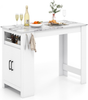 Bar Table Marble Counter Height Storage Cabinet Shelf Hooks Kitchen Breakfast