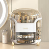 Clear Desktop Cosmetic Storage Box Make Up Organizer 2 Drawers Lidded Case Rack