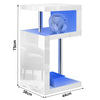 High Gloss Side Coffee Table 2 Tier Bedside End Table With LED Light Living Room
