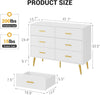 6 Drawer Dresser Modern Wooden Dresser with Gold Handle Chest of Drawers Storage