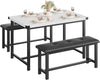 Dining Table Set for 4 w/ 2 Upholstered Benches, Space Saving Kitchen Table Set