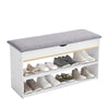 Wooden Shoe Bench Shoes Storage Bench with Padded Seat & Open Shelf for Hallway