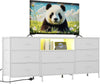 8 Fabric Drawers, Metal Frame Storage Cabinet with Wood Top for Living Room