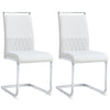 Dining Chairs Set of 2 Faux Leather with Stylish Chrome Cantilever Metal Frame