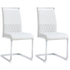 Dining Chairs Set of 2 Faux Leather with Stylish Chrome Cantilever Metal Frame
