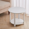 2 Tiers Round Side Coffee Table Bedside Lamp Stand Nightstand with Shelf Wooden