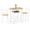 Small Table and 2 Chairs 3PCS Bar Kitchen Dining Breakfast Furniture Set W/Shelf