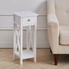 Narrow Slim Side Table Drawer Shelf Storage Cabinet Nightstand Hallway Tidy Unit