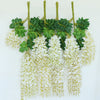 12/24pcs Artificial Wisteria Vine Ivy Garland Foliage Plant Trailing Silk Flower
