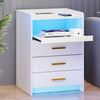 Bedside Table with Charging Station & Led Lights, Bedside Cabinet with 3 Drawers