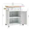 Kitchen Island Rolling Storage Cabinet Trolley Cart Shelves Cupboard &Towel Rack