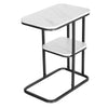 C Shape 2 Tiers End Table Bay Window/Bed/Sofa Side Unit with Shelf Marble Effect
