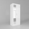Multicolor 2 Door Wardrobe High Gloss Storage Hanging Rail Furniture with Mirror