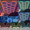 14Hex Hexagon RGB LED Lighting Car Detail Van Gym Home Garage Workshop Wall Lamp