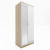 High Gloss 2 Door Mirror Wardrobe Storage Hanging Rail White&Oak Home Furniture