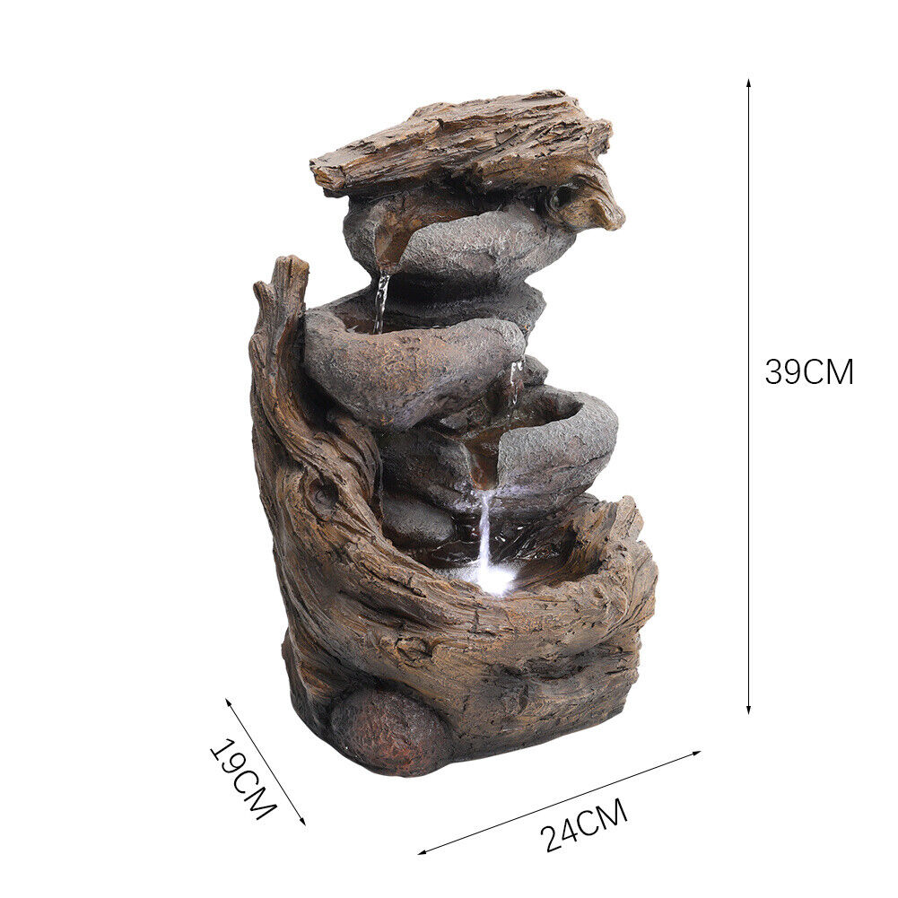 Garden Water Feature Fountain LED Lights Indoor Outdoor Statue Electric Powered
