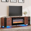 70'' TV Stand Cabinet, 36'' Electric Fireplace Media Entertainment LED RGB Light