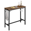 Breakfast Bar Table with 2 Glass holders 2 hooks Kitchen Long Dining High Table