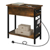 Nightstand End Table Bedside Table with Storage Bag USB Ports Charging Station
